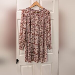 LC Lauren Conrad Pink and Brown Floral Mini Dress